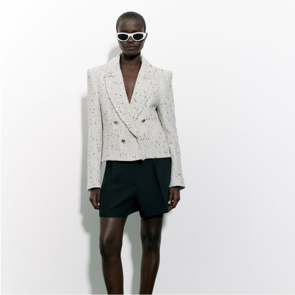ZARA textured double breasted blazer
